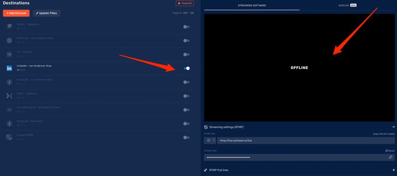 Streaming to Restream